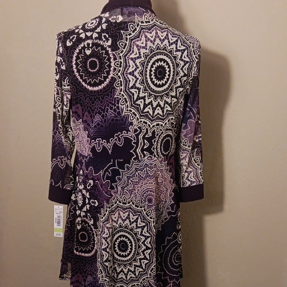 NWT! R&M Richards 2 Piece Printed Jacket And Dress Set Petite - Eggplant - Picture 9 of 13